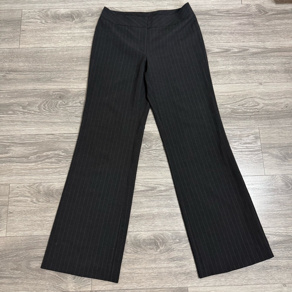 Classiques Entier Women Gray Stripped Mid-Rise Wide Leg Business Casual Pants 6
